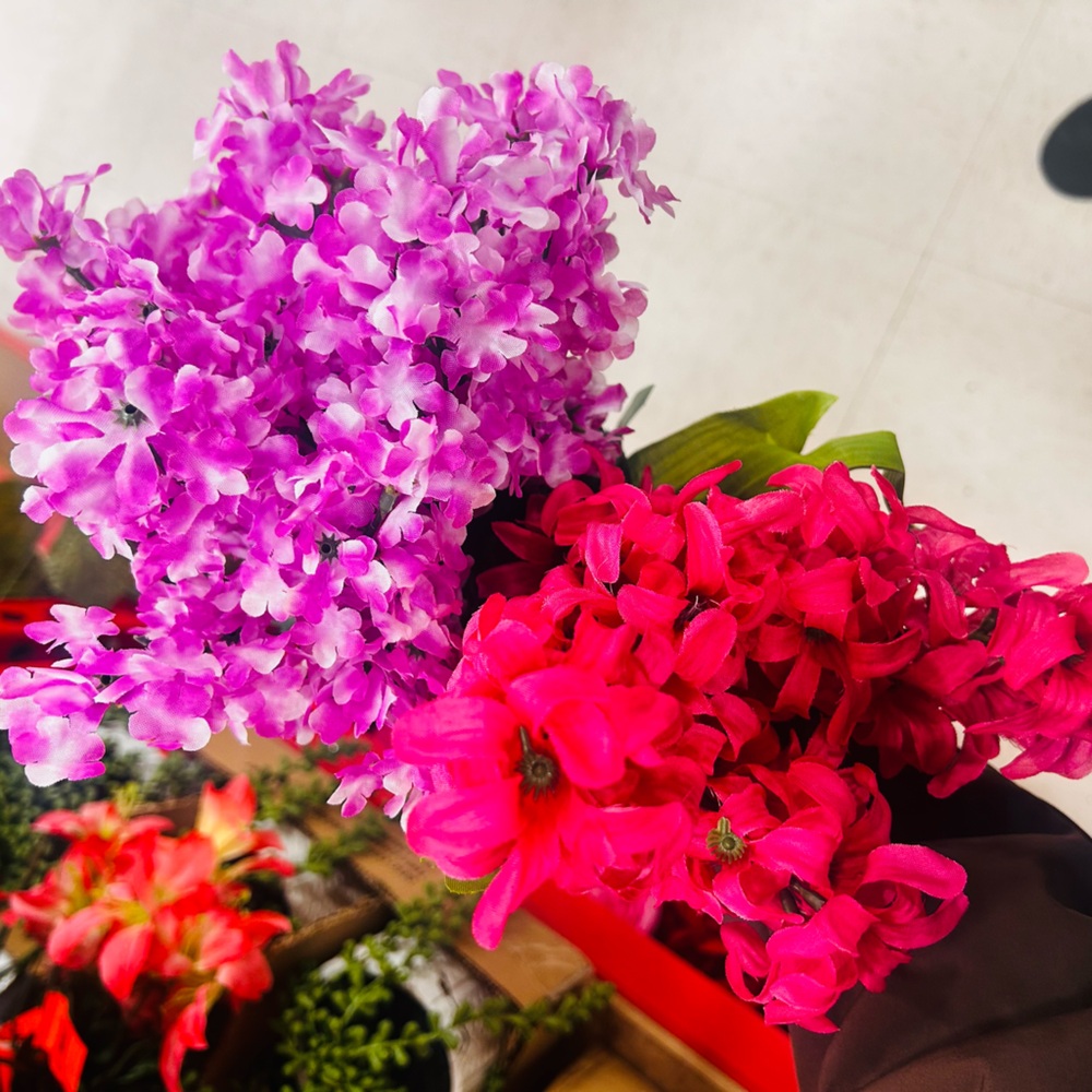 Vibrant Pink and Purple Artificial Floral Bouquet